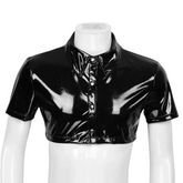 PVC Shimmer Kink Crop Top